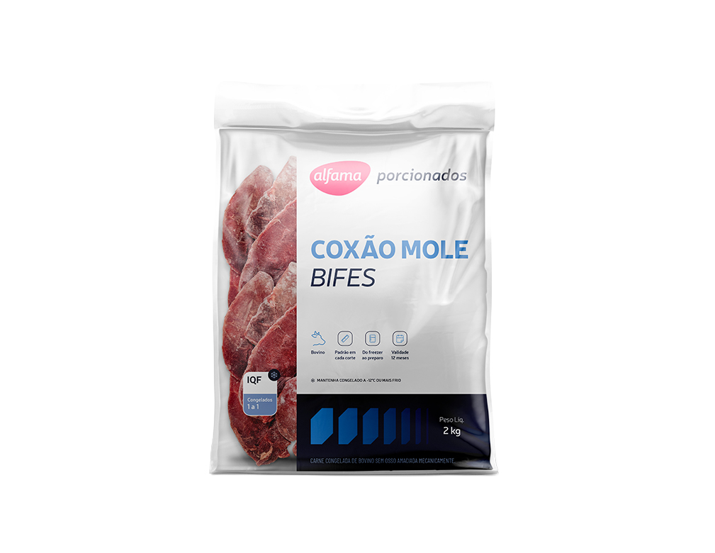 COXÃO MOLE BOVINO CONGELADO EM BIFE ALFAMA 2 KG (CX 3 PCT)
